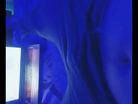 This is the first part of a gay video in which the performer masturbates in the bathroom.