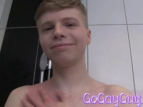 Solo shower time with a hot teen boy.