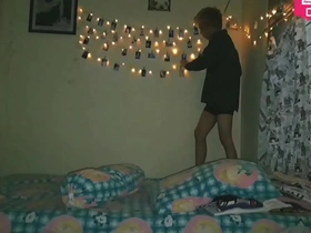 Hansel Thios Halloween party solo scene with a naughty teen