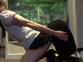 Crossdresser enjoys anal sex with toys