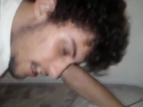 Gay couple having intense orgasm