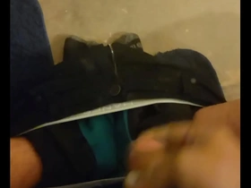 Gay masturbation with a happy ending.