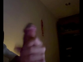 Stepbro with a large penis wakes up at night to cum in the room.
