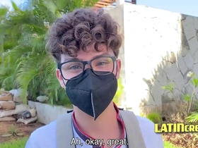 Gay for pay nerd Latin guy gets anal sex on spy cam