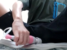 Gay guy enjoys a vibrator during masturbation session