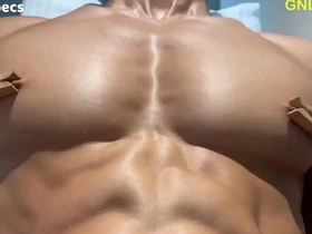 Muscle worship: hot guy gets nipples teased and stimulated