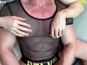 Nipple licking and edging with an Asian muscle man