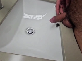 Solo gay piss fetish scene with a hairy guy