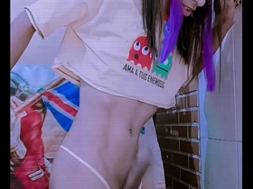 Gay panty play and cock worship with teen boyfriend
