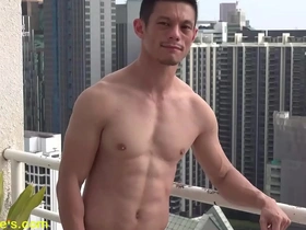 Steamy photo shoot of an Asian hunk with great physique at the pool.