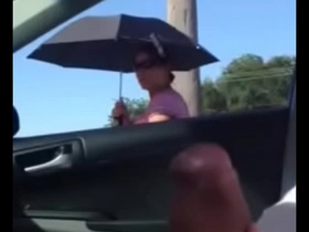 An exhibitionist solo boy showing off his cock to an Asian MILF.
