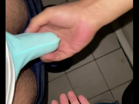Asian guy gives busy hitchhiker a hand job on the side of the road.