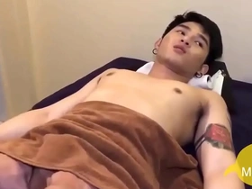 Twink gets a sensual Asian-inspired massage with balls
