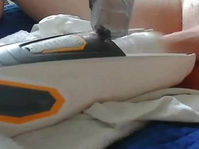 Stockings and a massage led to a wild ride with a sex toy.
