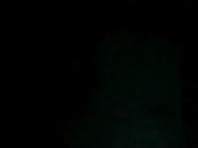Russian amateur masturbates in black pantyhose at night.