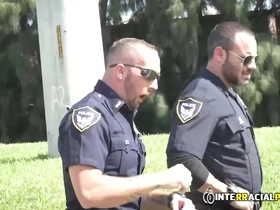 Gay police officers have rough sex with car thief and give him the ultimate punishment.