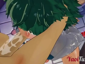 Boku No Hero Yaoi - Deku gives Bakugo a blowjob and gets cum in his mouth